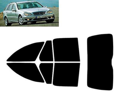 Passgenaue Tönungsfolie für-Mercedes C Class S203 5-Türen Kombi 2001-2007 Heck/Seitenscheiben (35% Mittelschwarz)