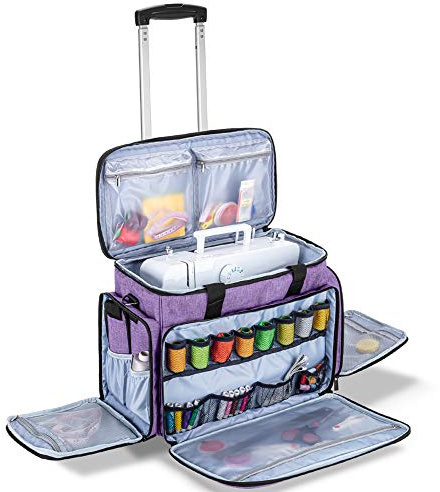 Luxja Borsa per Macchina da Cucire con Trolley Staccabile, Viola