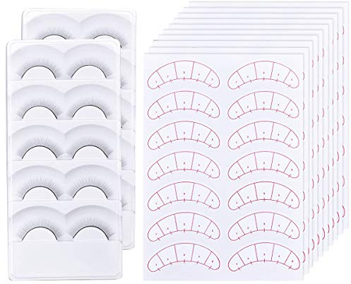 10 Pares Pestañas Postizas Naturales para el Entrenamiento de Extensiones de Pestañas, 70 Pares Autoadhesivo Parches Ojos, Kit de Entrenamiento de Pestañas para Cabeza de Maniquí Principiante