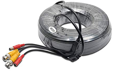Câble d'alimentation vidéo Riloer BNC Câbles d'extension CC RCA pour kit de système de sécurité DVR caméra CCTV (20M)