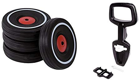 Big - Bobby Car Whisper Wheels - Flüsterräder für Rutscher Autos, Reifen-Set mit Befestigungsclips & Bobby Car Walker - 2-in-1 Lauflernhilfe und Rückenlehne in Einem, mit integriertem Kippschutz