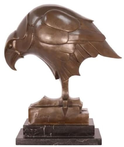 Casa Padrino Luxus Art Deco Bronze Skulptur Adler Bronzefarben/Schwarz 16,8 x 34,2 x H. 39,6 cm - Bronzefigur mit Marmorsockel - Deko Accessoires