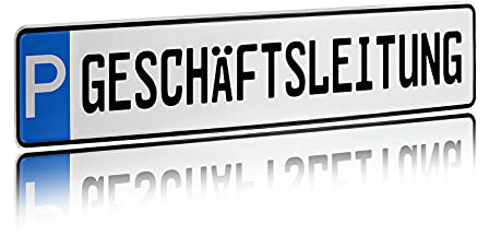 Finest Folia Parkplatzschild 520x110mm mit P-Symbol aus Aluminium wetterfestes Parkplatz Kennzeichen – Schild für Stellplatz Beschilderung (10 P - Geschäftsleitung)