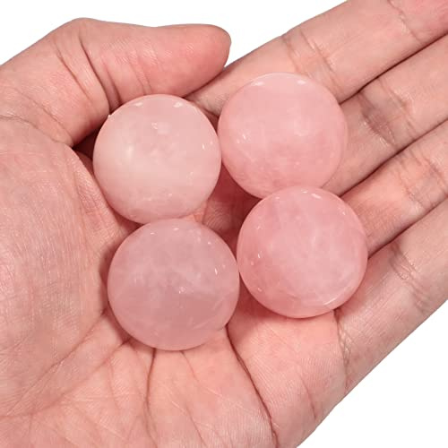 Lovionus89 4 Pezzi di cristallo guaritore per divinazione, sfere di 25mm in pietra preziosa, decorazione per la casa, piccole palle di feng shui, Quarzo rosa