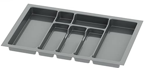 Sossai inserto para cubiertos Divio para cajones de 70 cm de ancho, 63x43 cm – recortable, 7 compartimentos, antracita, bandeja para cubiertos de plástico para cajones