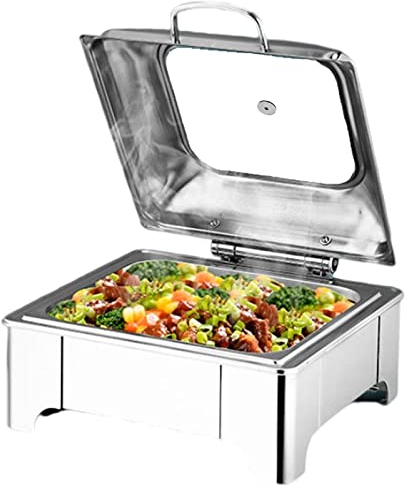6L Food Warmer Buffet Server with Glass Lids at Home, Electric Chafing Dishes for Serving, Stainless Steel Buffet Warmer Food Heaters - Perfect for Buffets, Banquets, House Parties(Size:FULL PAN)