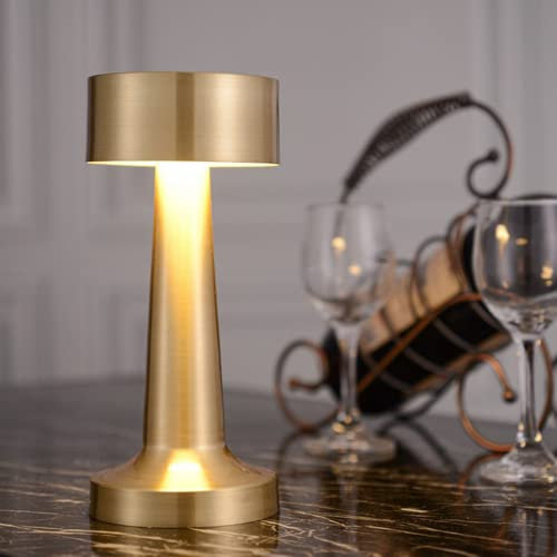 Cordless LED Desk Lamp Touch Sensor Table Lamp 1800mAh Battery Powered USB Rechargeable Metal Light Dimmable Eye-Protection Bedroom Bedside Reading Light for Indoor Outdoor Restaurant Bar Terrace (A)