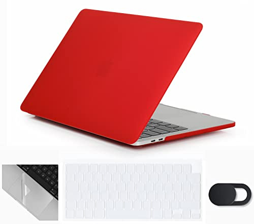 Se7enline Compatible with Best MacBook Pro Case 16 inch 2021 2022 M4 M3 M2 M1 A2485 A2779 A2991 A3403 Matte Laptop Hard Shell Case with Keyboard skin(EU Layout) & Touchpad Protector & Webcam Cover,Red | 4 in 1 Laptop Case,Keyboard Cover,Trackpad Protector,Webcam Cover,Full Protection Slim Lightweight for Travel Daily Use