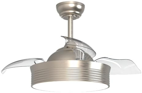 Sulion - Ventilador de Techo con Palas Retráctiles BOMBAY S – Motor DC, Luz LED 24W, 3 Temperaturas de Color, Temporizador, Modo Invierno-Verano, Ventilador Silencioso