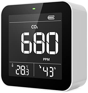 Temtop CO2 Monitor Portable Carbon Dioxide Meter, 3-in-1 Air Quality Monitor CO2 Detector with Temperature and Humidity for Travel Home Grow Room