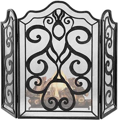 Salvachispas para la Chimenea Pantalla Protectora Protección contra chispas Pantalla de protección contra chispas for incendios Pantalla grande rústica plegable de 3 paneles for chimenea, protección f
