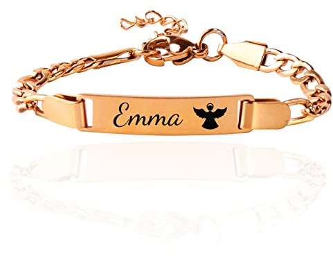 Personalisiertes Namensarmband, Kommunion Geschenke Für Mädchen, Armband mit Namen Kinder Damen Gravur，Schutzengel armband Freundschaftsarmband