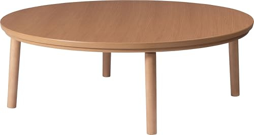 パレットライフ PaletteLife Kotatsu Round Table, Japanese Heated Center Table, 100V Electric Heater, Natural, 43.3 in (110cm), Coffee Table, Flat Carbon Heater with Temperature Control Knob, BLK-311NA