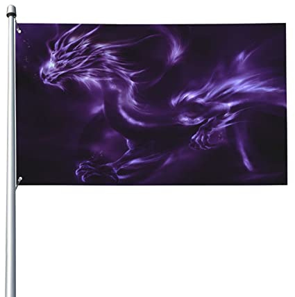 90 x 150 cm, dekoratives Banner für den Außenbereich, große Gartenflagge, lila Drache, lustige Flagge, lebendige Farben, Polyester-Hofflagge, saisonale Festivalflagge für Inne