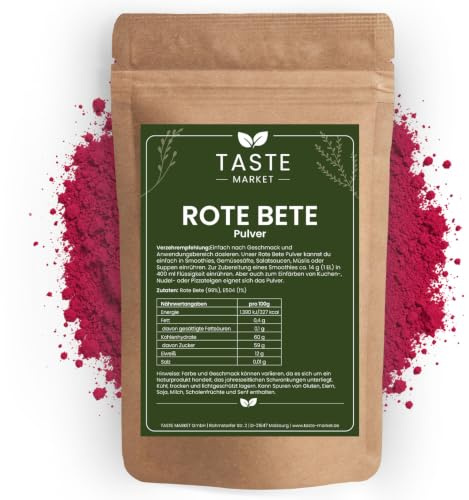 2 kg Rote Bete Pulver von Taste Market – Pulver aus echter Rote Bete zum Kochen, Backen & Einfärben von Lebensmitteln