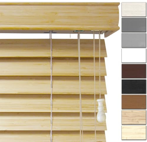 Bambusjalousien in exotischen Tönen wie schwarz, grau, braun, Creme nach Maß bestellen Bambus Lamellen Rollo in 50mm Breite