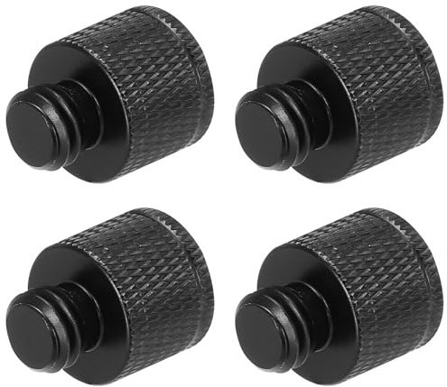 sourcing map Mikrofonständer-Adapter, M10 Buchse auf 3/8-Zoll-Außengewinde, Schraubenadapter, Aluminiumlegierung, für Mikrofonstativ, Schwarz, 4 Stück