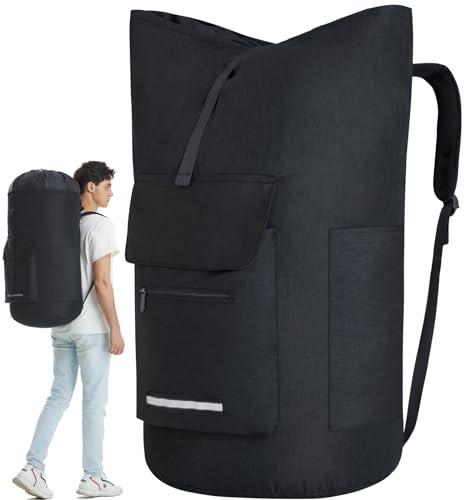 Laundry Bag Extra Large 115L, Laundry Backpack Bag, Laundry Bags Extra Large Heavy Duty, Laundry Bag with Straps, Clothes Hamper Bags with 4 Pockets, College Laundromat Backpack for Dorm Room