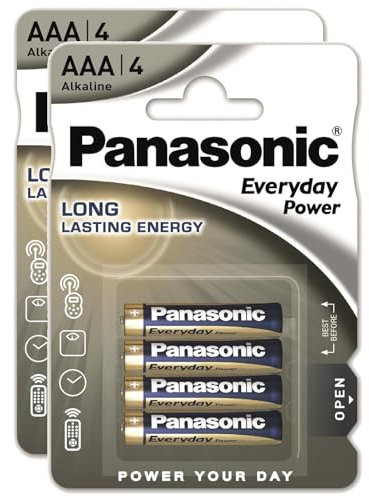 PANASONIC Lot de 2 Blisters de 4 Piles Alcaline Everyday Power Silver LR03 AAA - 1,5V