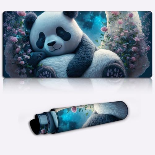 LJSPTU Mauspad Gaming Panda Slumber PC Schreibtischzubehör – Erweitertes (60 x 35 x 0,3) cm großes Mauspad Gaming mit hochwertiger strukturierter Stoff Büro Schreibtischunterlage