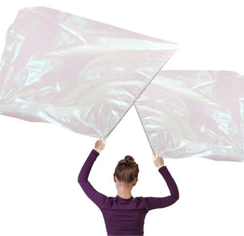 2 St Rechteckige Anbetungsfahne, 130 x 114 cm Lobpreis Tanzfahnen mit 2 Skalierbaren Stangen Anbetungsfahnen für Tanzkirche Glänzende Tanzfahnen für Anbetung Ministerium (Transparentes Weiß)