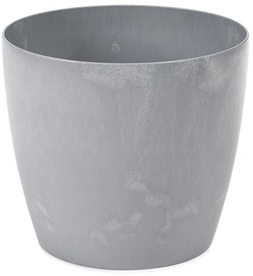 Concrete Effect XL Plant Pot 36cm x 31cm - Plastic Indoor Outdoor Flower Pot, Modern Garden Planter for House Plants, Garden, Patio & Balcony, Lightweight Decorative Planter, Grey