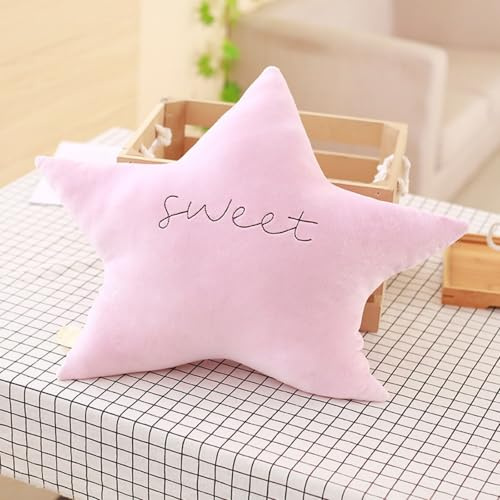 champracer Kuschelkissen in Stern/Wolke/Mond Form,Deko Kissen Für Baby & Kinderzimmer,Kinderkopfkissen,Wärmekissen Für Babys Und Kinder- Für Mädchen & Jungen，50cm (Rosa Sterne)