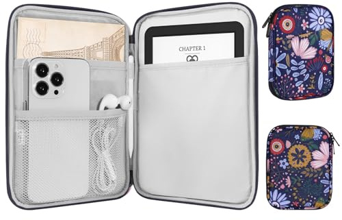MoKo 6-7” eReader Tasche für iPad mini 7 (A17 Pro)/6/5/4/3/2, 7 ereader Colorsoft Signature Edition, 6 ereader 11th/10th/8th Gen, 6,8 ereader Paperwhite 11th/10th Gen 2021/2018, Bunt Blume
