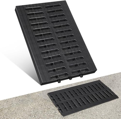 jojofuny Drain Cover for Outdoor: 31 x 20 cm Heavy Duty Plastic Grate for Garden & Patio - Rectangular Drainage Channel Leaf Guard for Driveways & Yards