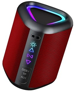 aowoka 2026 Enceinte Bluetooth Portable sans Fil avec Lumière LED, Bluetooth 5.4, 24 hrs, Basses Puissantes, Surround Stéréo, Étanche IPX7, Idéal pour Les Voyages/Sport/Fêtes/Cyclisme, Rose