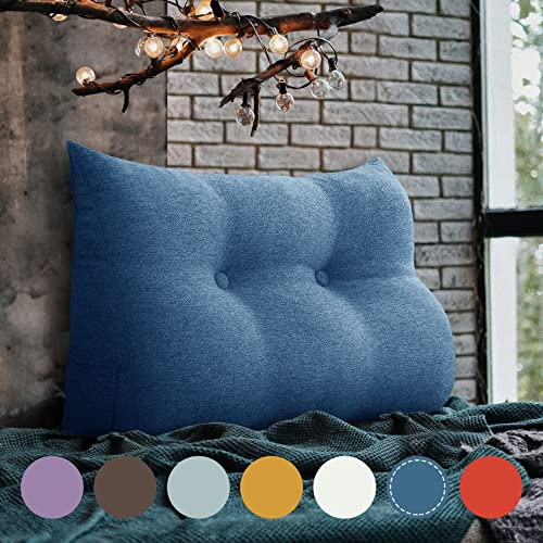 XXL Bettkeilkissen - Großes Rückenstützkissen für Sofa & Bett, 2-in-1-Lese- & Kopfkissen, bequeme Lendenwirbelstütze aus Leinen, 80 cm, stilvolles & vielseitiges Design