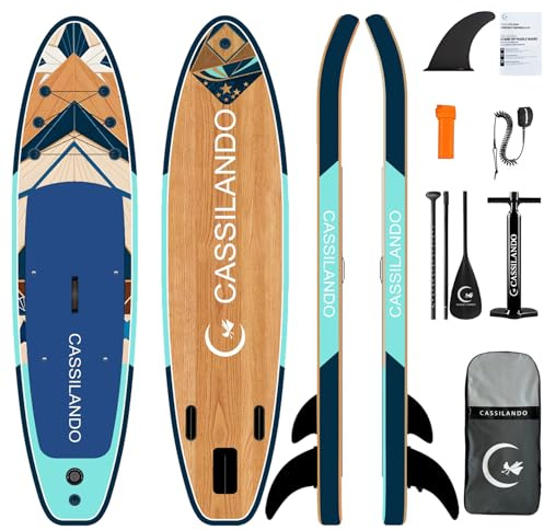 CASSILANDO Stand Up Paddle Board, 335cm SUP Aufblasbar Standup PaddlingBoard mit Zubehör & Tragetasche, Yoga Board, Anfängergeeignet, Erwachsene & Jugendliche zum Surfen, Angeln, Yoga