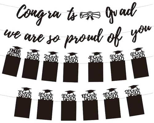 Grad Foto Banner | K bis 12 Grad Party Foto Display | Congrats Bild Hintergrund Dekoration für Kindergarten Mittelschule College