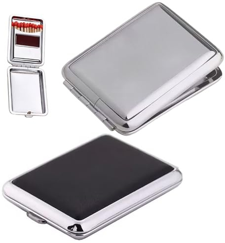 Huraoerrrr 2Pcs Match Holder, Waterproof Mini Portable Stainless Steel Matches Box with Friction Plate for Match Storage