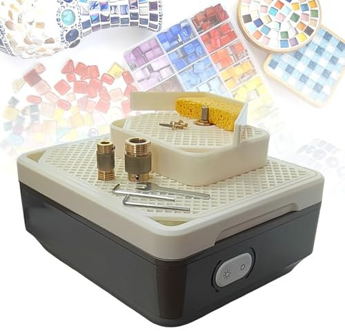 Smerigliatrice per Vetrate a Doppio Strato - Alimentazione Automatica dell'Acqua, Motore 4000 RPM, Corpo Leggero in ABS, Include 5 Teste Diamantate per Smerigliare, Sagomare, Forare Vetro e Ceramica