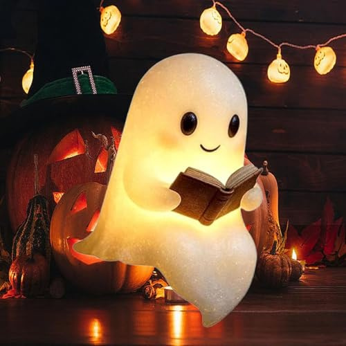 AIDODIA Ghost Swing Lamp- Niedliche Geister-Leselampe- Halloween Deko Led Geist Lampe, Ghost Reading Book Lamp, Halloween-Dekoration FüR Leser Und Buchliebhaber (klein)