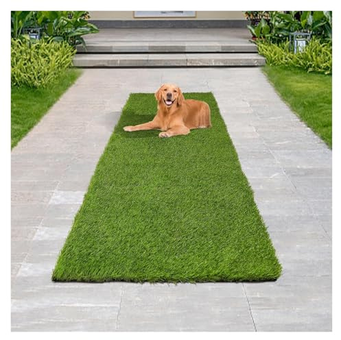 LSSHQ Rouleau de Gazon Synthétique Vert Naturel Gazon Synthétique Extérieur, Easy Clôture Gazon Synthétique Kit avec Trous de Drainage pour Jardin, Pelouse(3.2ftx6.5ft)