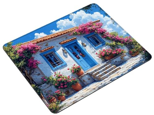 Mouse Mat Blue Small Mouse Pad 23 x 18 cm Gaming Mousepad Landscape Waterproof Desk Mat, Desk Accessories Mousemat with Non-Slip Rubber Base for Office, Gaming, Home, Laptop, Gifts for Men S0-178