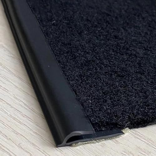 Ka Moquette Bordure Bande Gris Noir, PVC Souple Tsitions Bar Sol Seuil Rampe pour Sol à Carrelage, Tapis Autocollants Bordure Bande