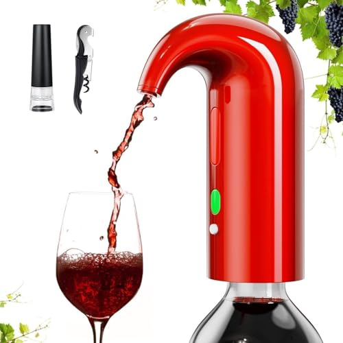 Aireador eléctrico para vino,Dispensador de vino,Aireador y decantador para vino,Accesorios para vino tinto y blanco.Los mejores regalos relacionados con el vino -Rojo