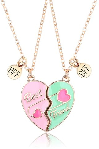 CERSLIMO Best Friend Necklaces - Magnetic Heart Friendship Necklace, Matching Friendship Gifts for Kids Teens Girls Jewellery, Friend Gifts for 2 Girls Birthday Christmas, Gold