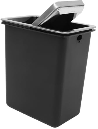 Amosfun Poubelle Encastrée de Comptoir Acier Inoxydable avec Couvercle à Bascule Silencieux Bac à Déchets Intégré pour Cuisine Salle de Bain et Meuble Gestion des Déchets