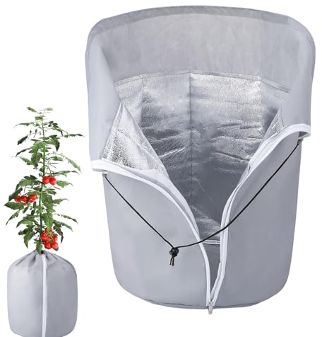 Hitburu Thermo Topfschutz für Pflanzen, 65x70cm Winterschutz mit Zugband Für Pflanzen Kübelpflanzen Frostschutz Pflanzen,Winterschutz Für Kübelpflanzen, Schutztasche Für Pflanzen Winterschutz