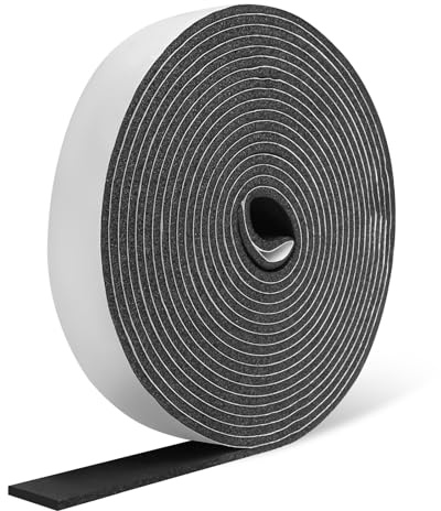 Schaumstoff Dichtungsband Selbstklebend 3mm x 25mm x 5m,CR Neopren Moosgummi Dichtband Wasserdicht & Flammhemmend,Schaumstoffdichtung für Türen,Fenster,Schalldämmung