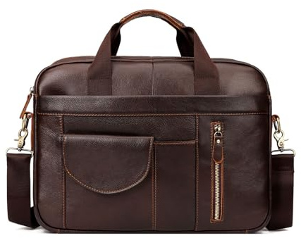 FANDARE Laptop Aktentasche Herren Leder Dokumententasche Umhängetasche Geschäftstasche für 15.6 Zoll Laptoptasche Henkeltasche Arbeitstasche Business Bürota Handtasche Schultertasche Messenger Bag