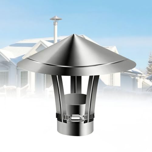 Chapeau de Cheminée 50 60 70 80 mm en Acier Inoxydable 304, Chapeau de Pluie de Toit avec Gants, Conique Chapeaux de Pluie et de Neige pour Toit Poêle Maison(170 180 190 mm)(22 cm)