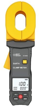 Digital Clamp Meter Multimeter - Earth Resistance Tester (0.01Ω-1200Ω) with Earth Leakage and Voltage Test, 0.00mA-20A AC/DC Current