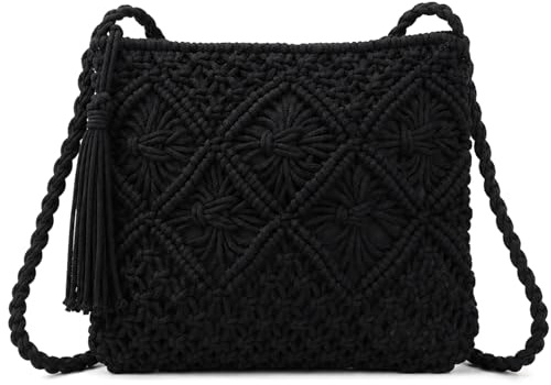 Vxcvzv Woven Crossbody Bag for Women Cotton Rope Crochet Small Square Handbag Bohemian Shoulder Purse for Beach Holiday