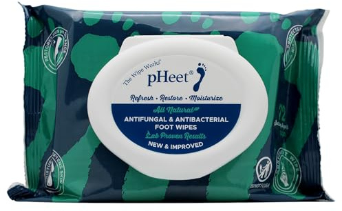 pHeet® Foot Wipes All-Natural Antifungal & Antibacterial Formula, Cleanses, Moisturizes, Prevents & Kills Athletes Foot, Toenail & Foot Fungus, Odor & Improves Dry, Cracked, Flaky & Diabetic Skin 72ct