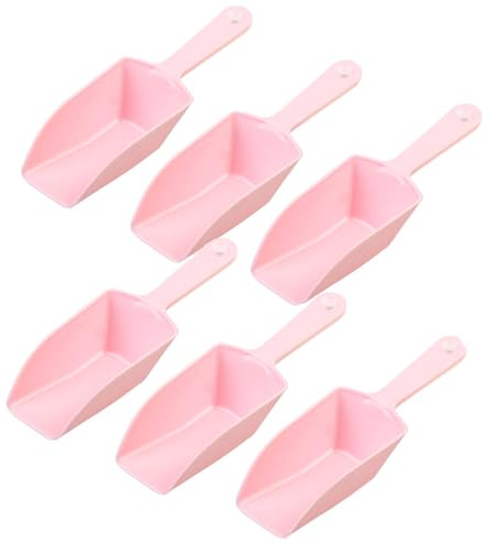 6PCS PP Plastic Food Scoop Shovel Flour Supermarket Cereal Ice Nuts Candy Buffet Pet Food Scoops Load and Set Tools for Supermarkets Snack Shops Kitchen(Pink or Blue Random Sent)